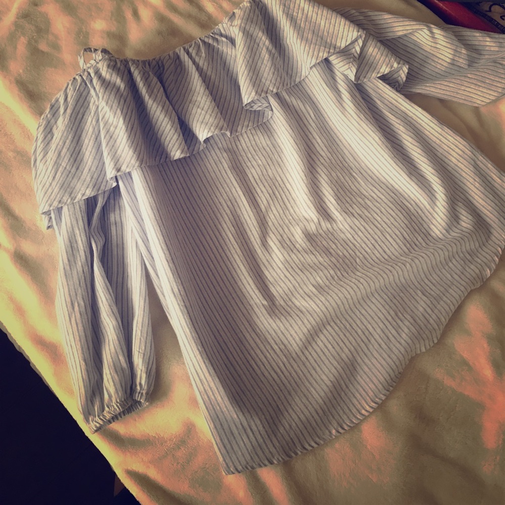 white and blue striped shirt