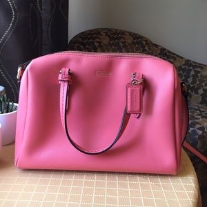 Coach Peyton Mini Satchel Crossbody - Brass/Coral