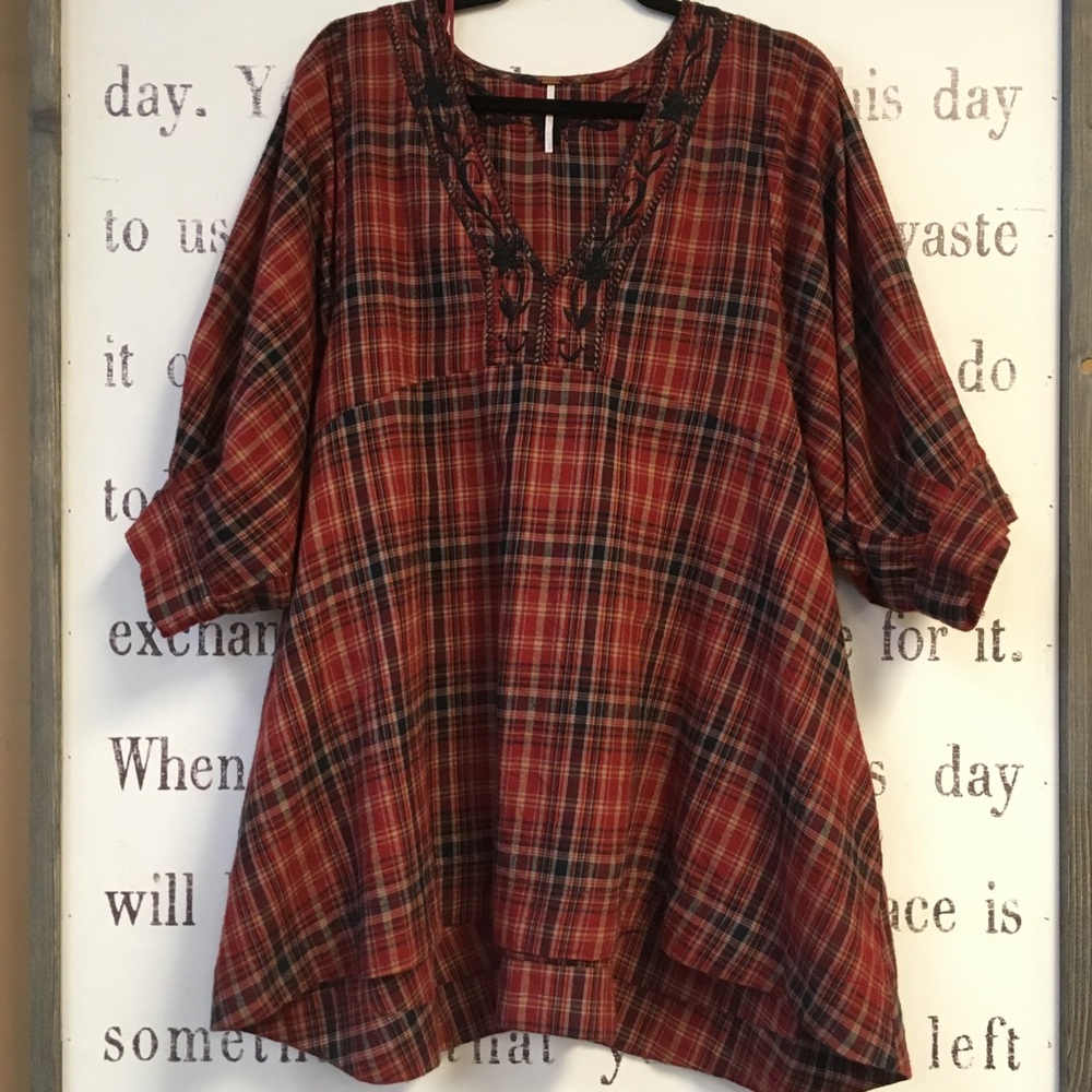 Free People Plaid Tunic Top