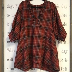 Free People Plaid Tunic Top