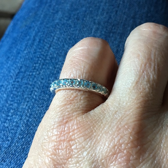 Blue Topaz Eternity Band Ring - Picture 2 of 4