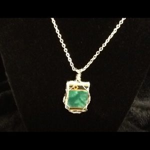 Broken China necklace in green