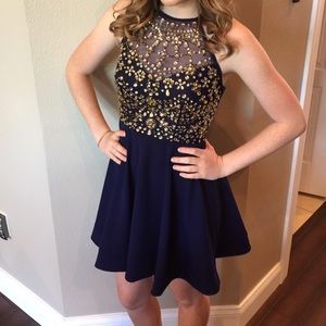 Navy and Gold Homecoming Dress