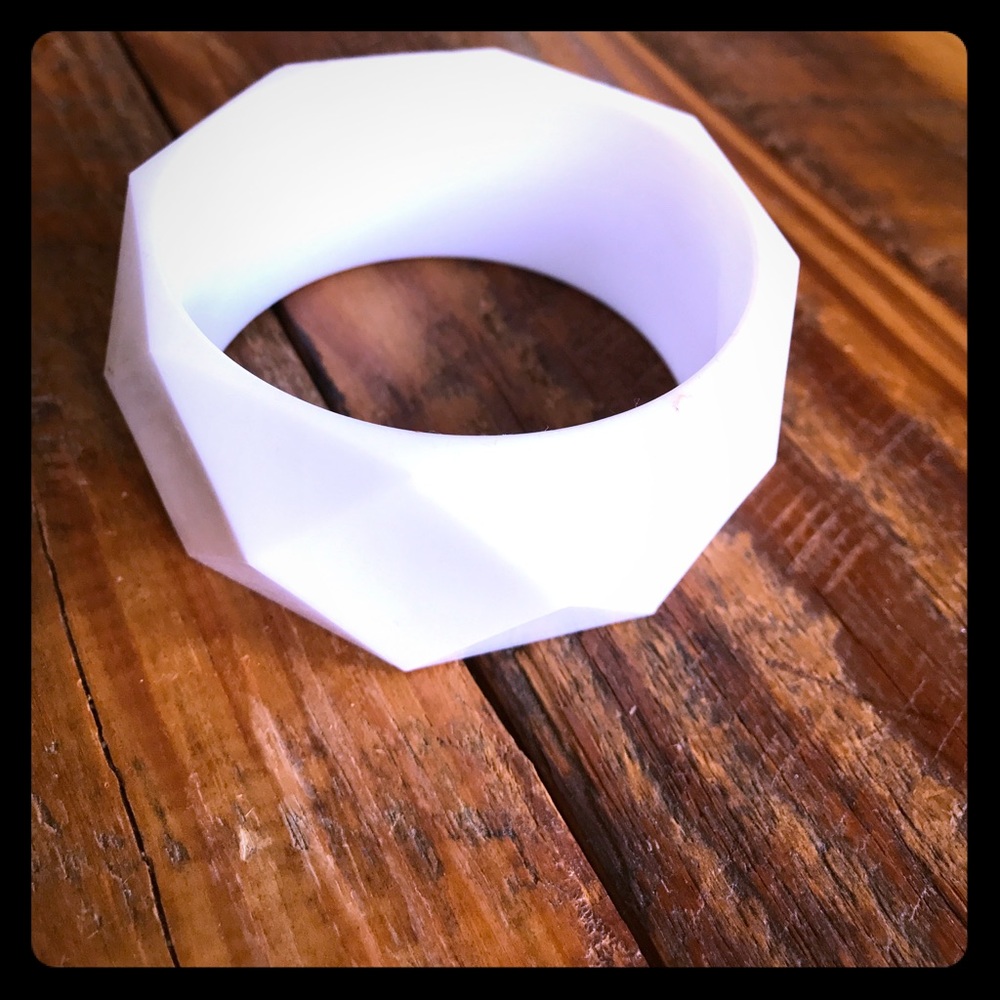 ~*edgy*~ faceted white acrylic bangle bracelet