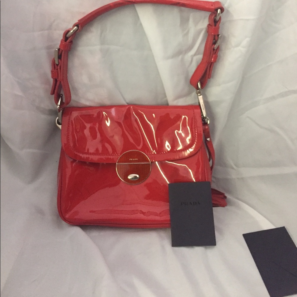 Authentic Red Prada Handbag