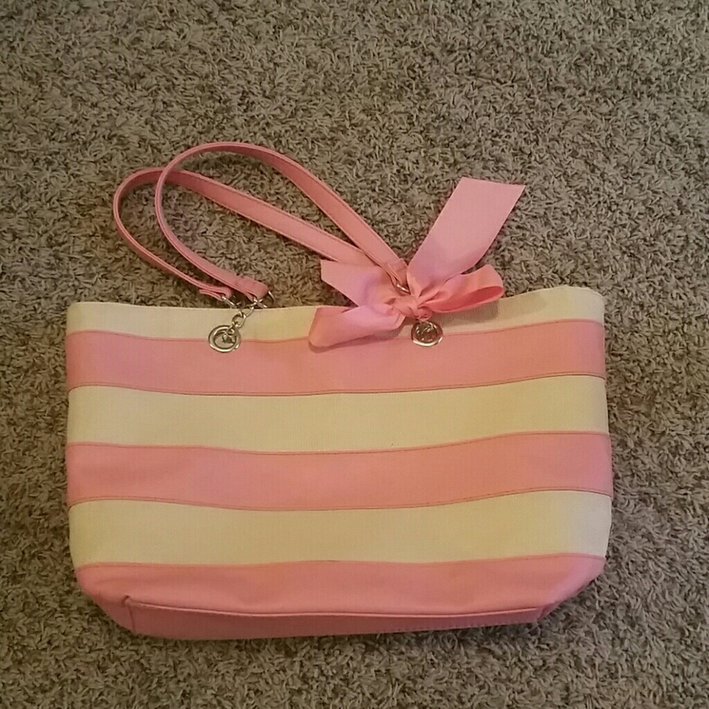 Pink and cream tote