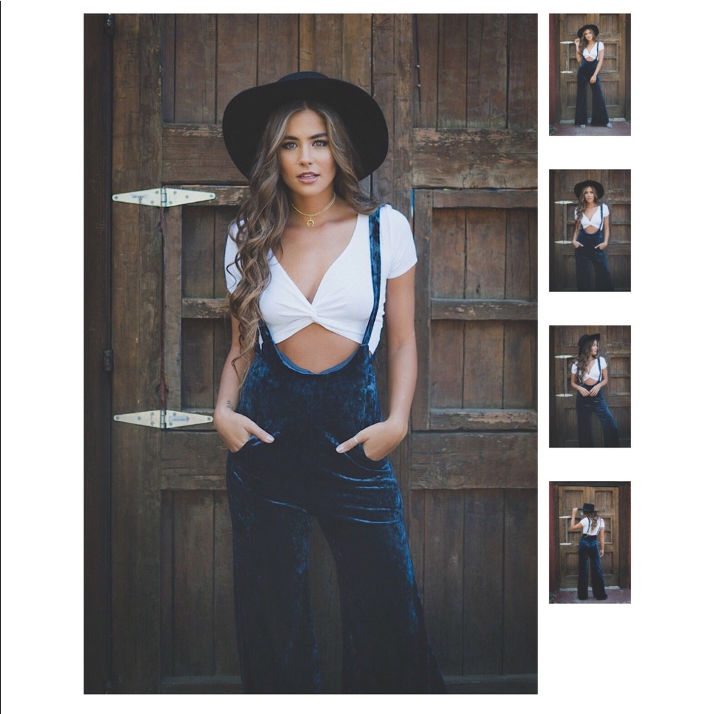 1 left!!! Angeline Crushed Velvet Jumpsuit - Picture 2 of 5