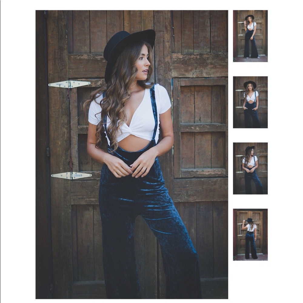 1 left!!! Angeline Crushed Velvet Jumpsuit - Picture 3 of 5