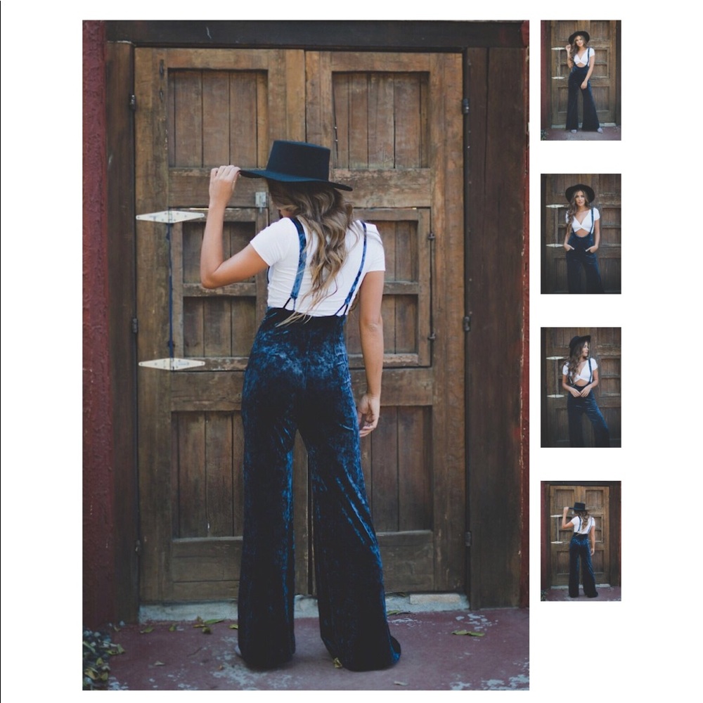 1 left!!! Angeline Crushed Velvet Jumpsuit - Picture 4 of 5