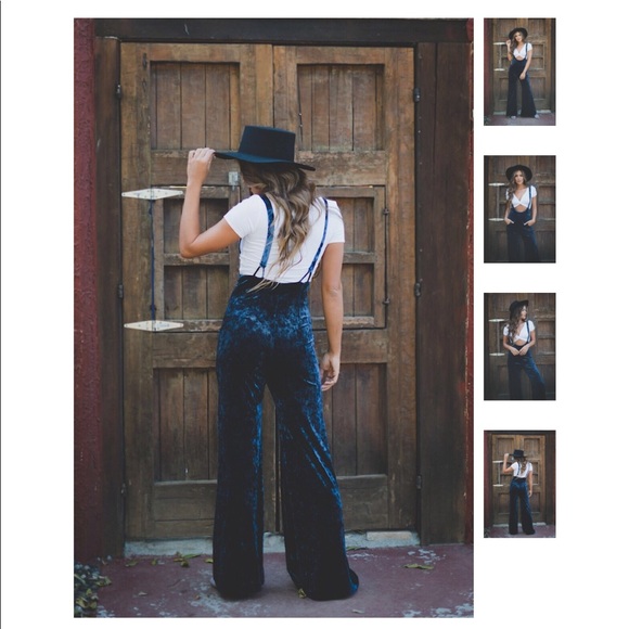 1 left!!! Angeline Crushed Velvet Jumpsuit - Picture 4 of 5