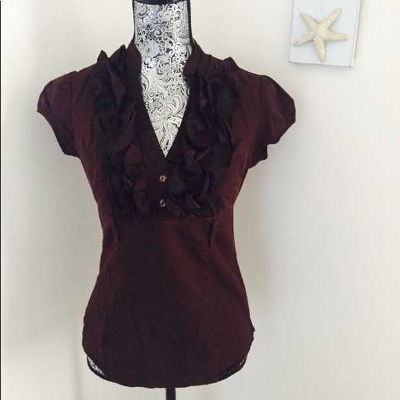 Three Hearts Tops - 💥REDUCED PRICE!💥 Brown Ruffled Blouse!🌺