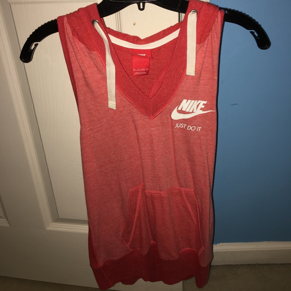 Red/ orange sleeveless Nike hoodie