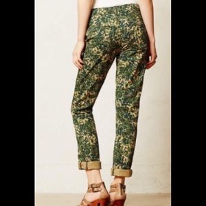 Anthro gorgeous green floral pants