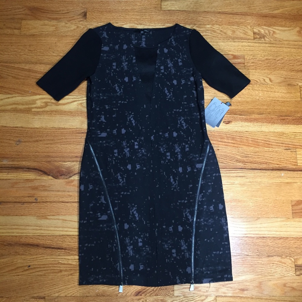 Elie Tahari Design Black Gray Zipper dress Sz XS