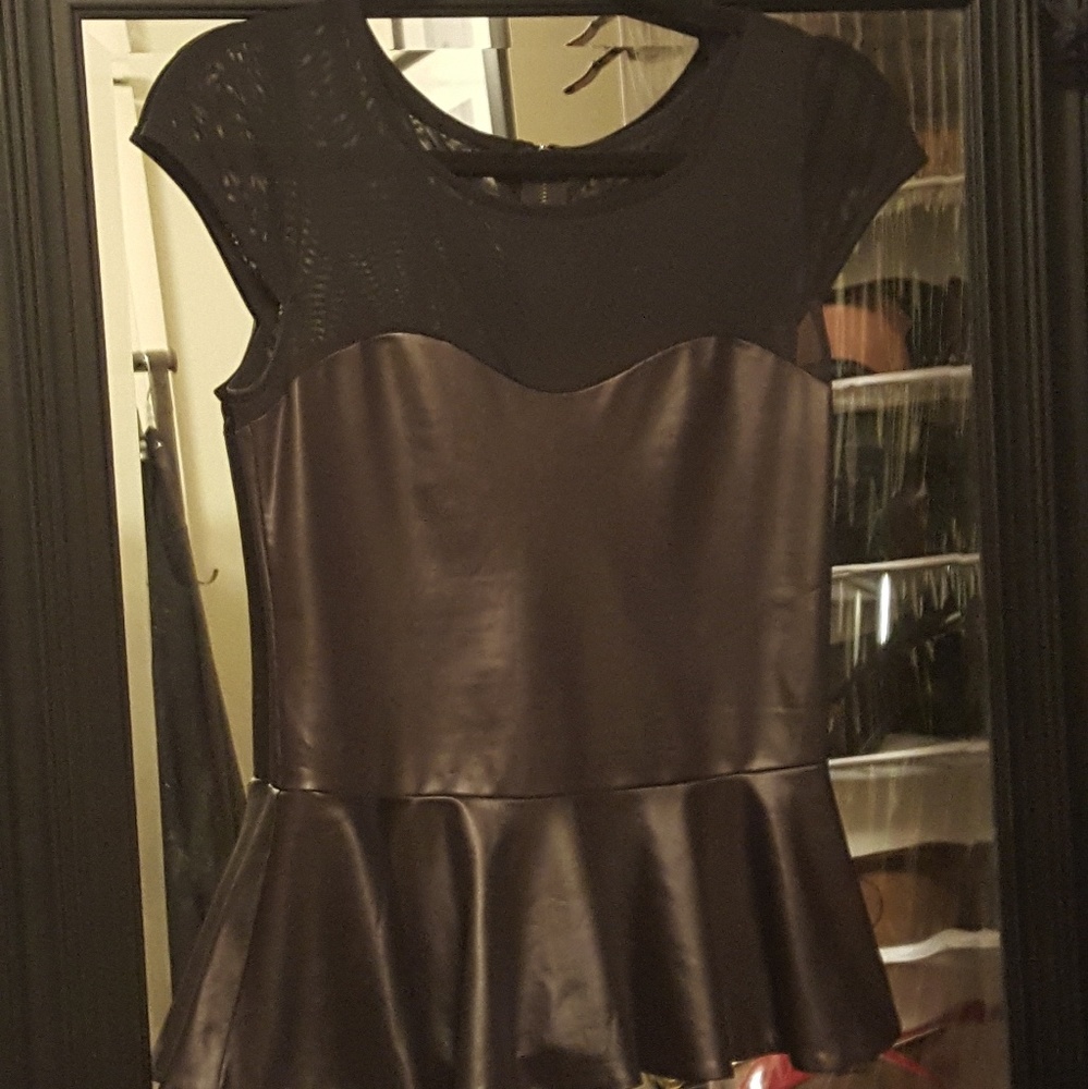 BEBE leather look sexy top