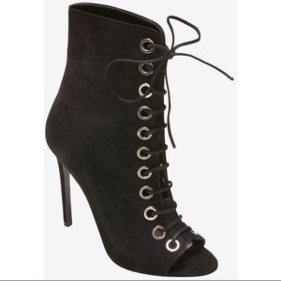 Barbara Bui Open-Toe Lace-up Grommet Suede Bootie - Picture 1 of 8
