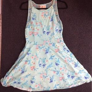 Hollister Mint Floral Dress with Mesh Accents NWOT