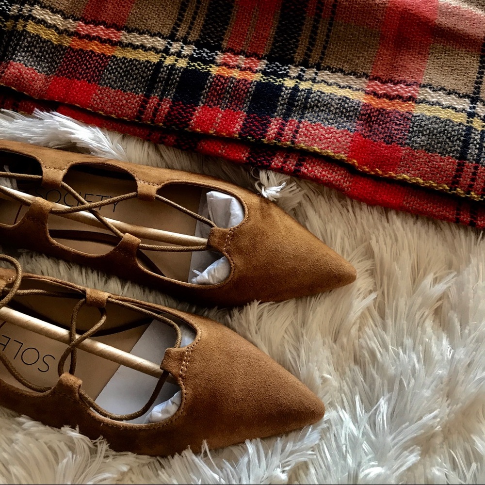 Sole Society chestnut brown lace up flats