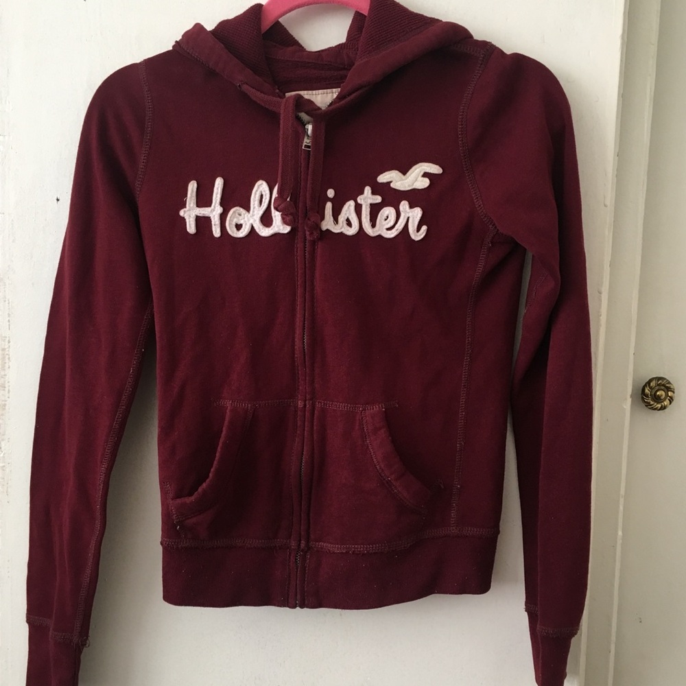 Burgundy zip up hoodie