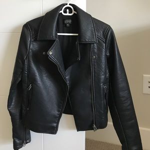Topshop Faux Leather Motorcycle Jacket