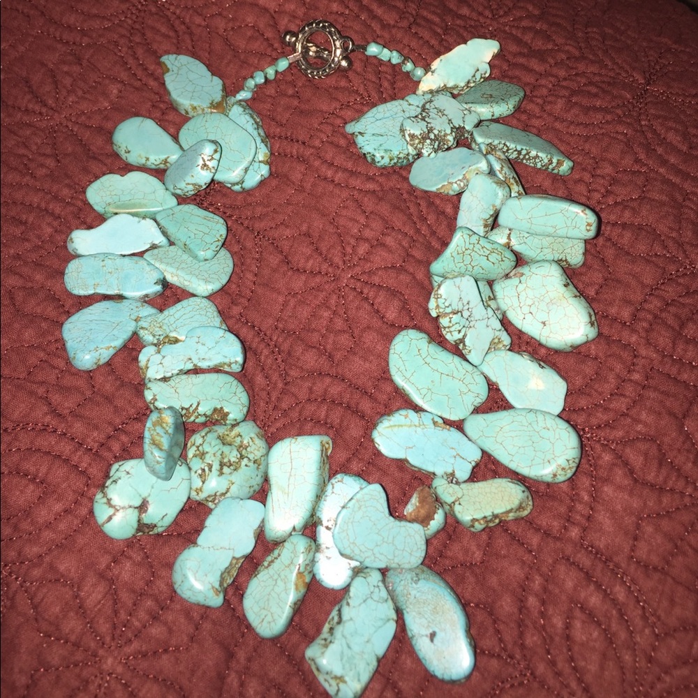 Western turquoise rock necklace