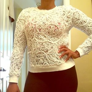 White embroidered sweater