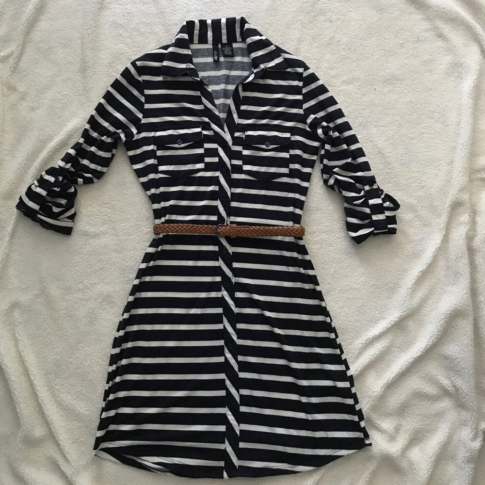 Navy and white dress