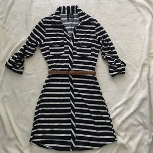 Navy and white dress