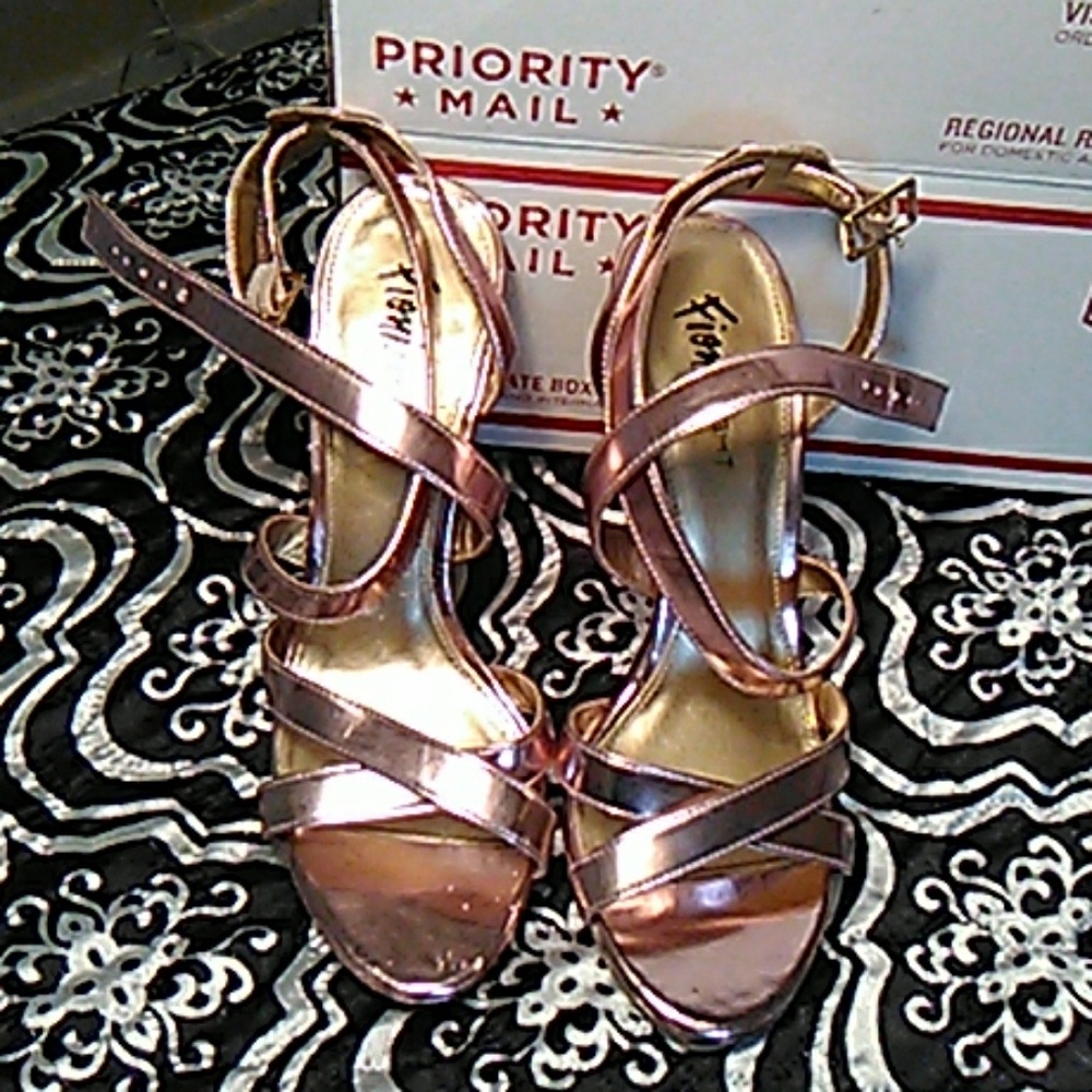 Pink metallic heels