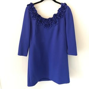 Tibi Cobalt Dress with Rosette Collar