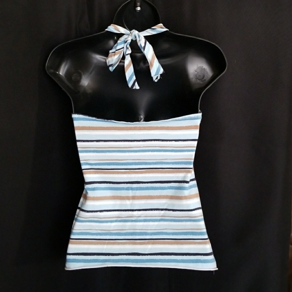 Blue Halter w/multi colored stripes - Picture 2 of 2