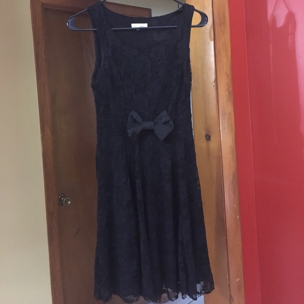 Black lace mini dress
