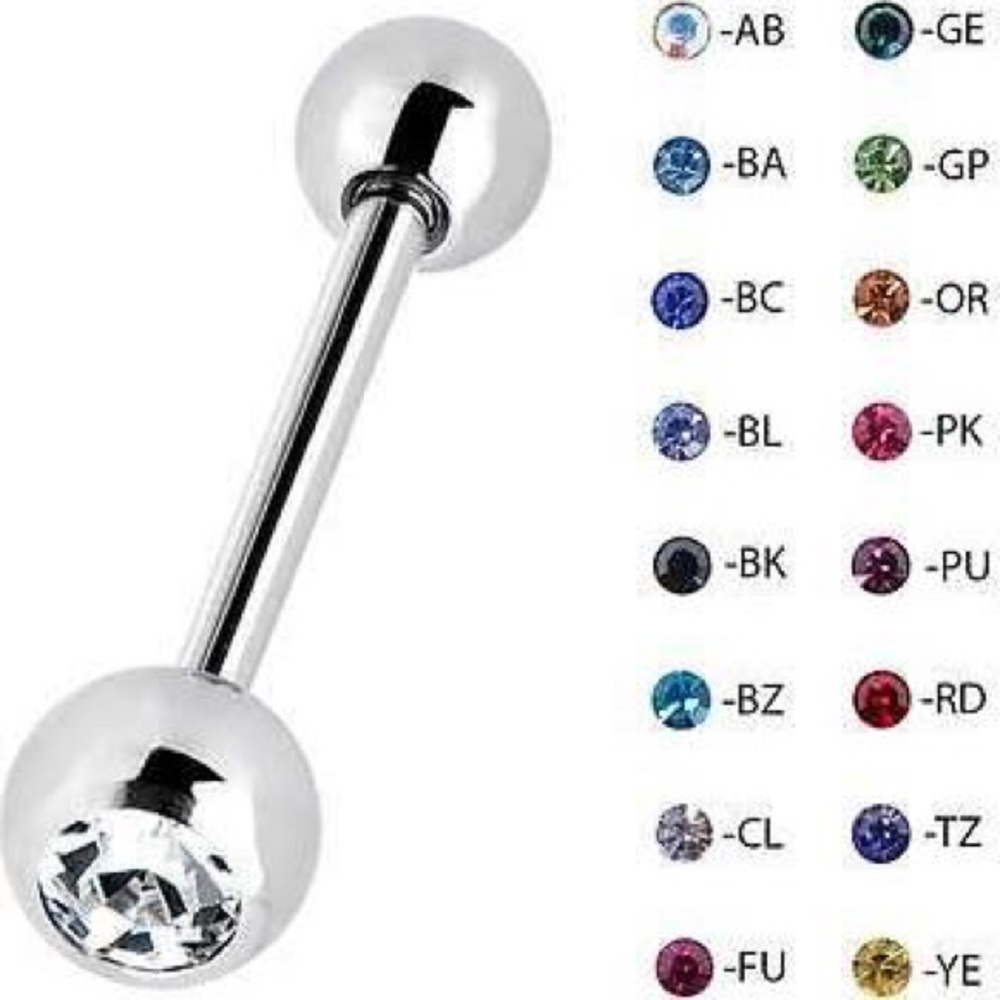 Swarovski Tongue rings multiple colors