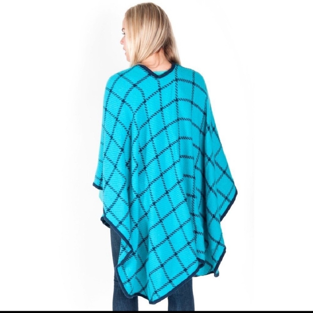 *LAST 1!*Turquoise & navy cozy shawl - Picture 2 of 3