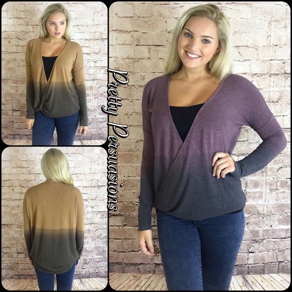 LAST ONE‼️Ombré Eggplant Charcoal Surplice Sweater - Picture 4 of 4