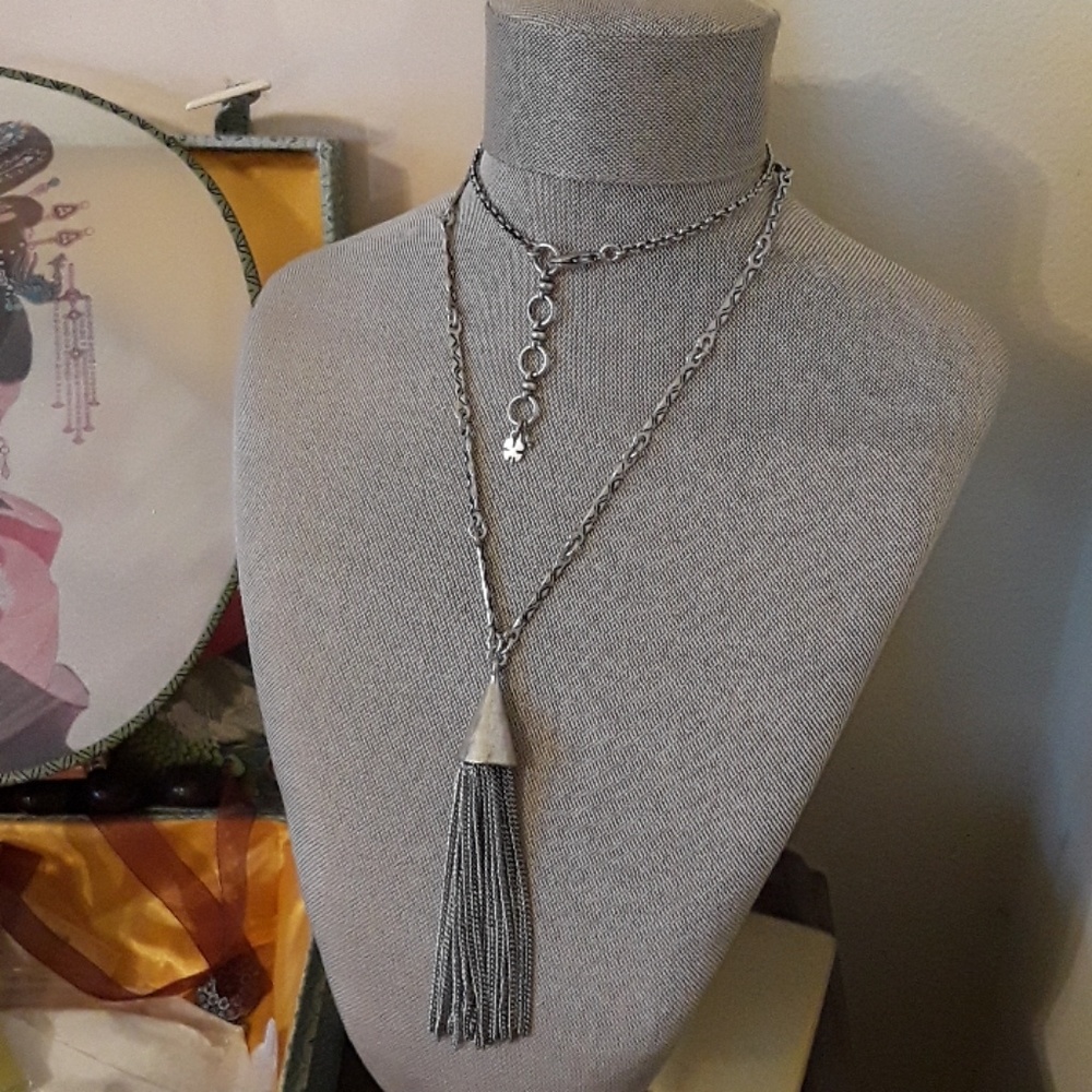 Lucky Brand Silver Tassel Necklace