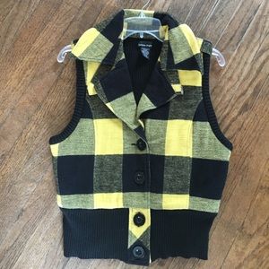 Sweater Project Yellow and Black Checkered Vest