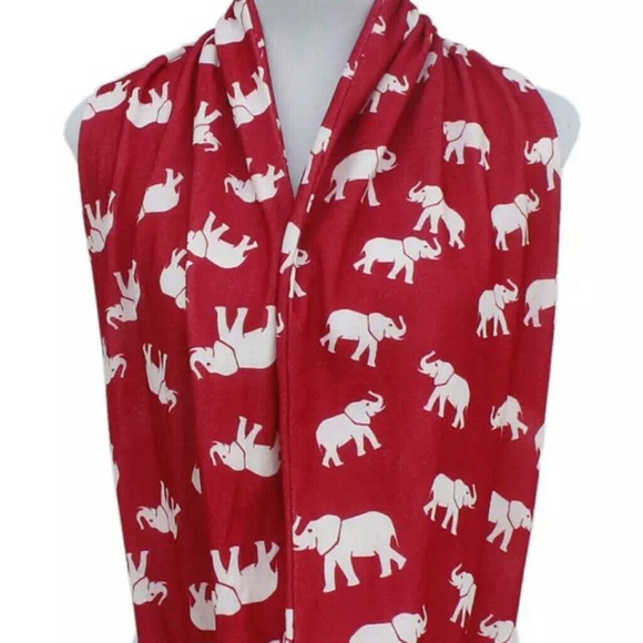 3 LEFT! NEW! Red and white elephant jersey scarf! - Picture 3 of 3