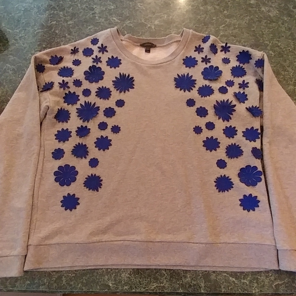 J. Crew sweatshirt with 3 dimensional flowers