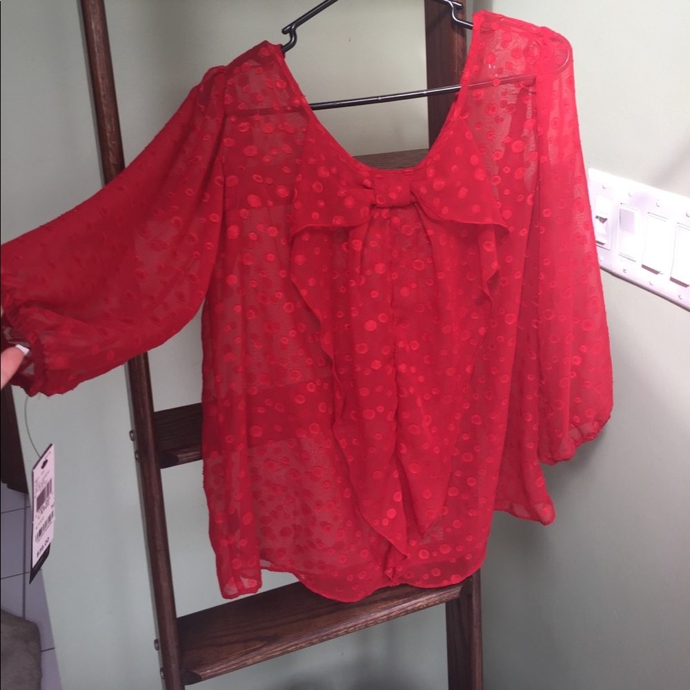 BCX size L sheer blouse NWT