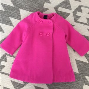 Pink pea coat with bow details