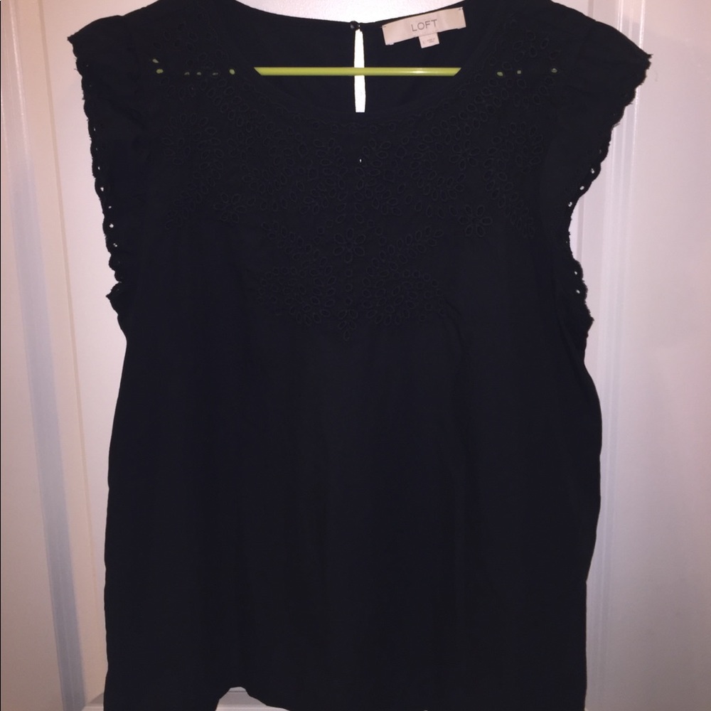 LOFT Black eyelet shirt