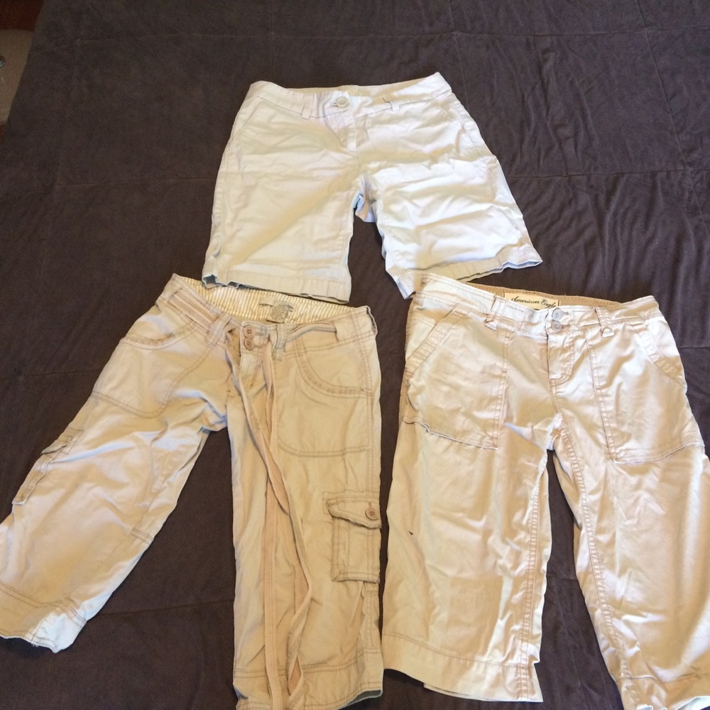 Bundle Of 3 Khaki Bermudas/Convertible Capris