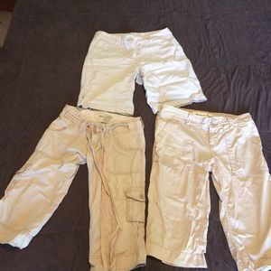 Bundle Of 3 Khaki Bermudas/Convertible Capris