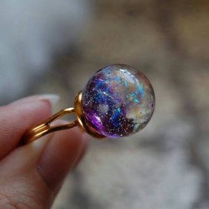 Crystal Ball Ring in Purple and Gold