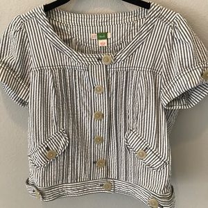 Anthropologie Seersucker Crop Jacket