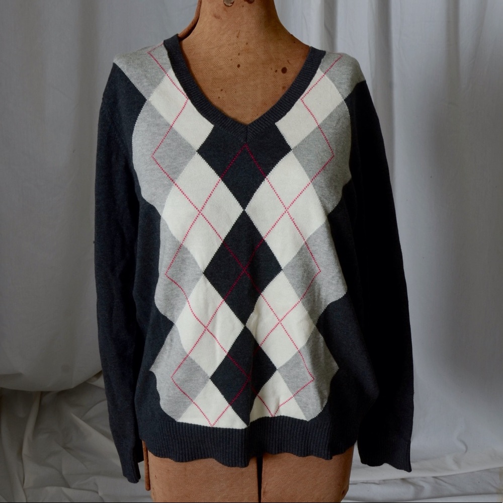Gray argyle sweater
