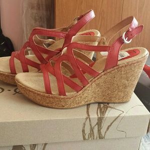 Classic red sandals with superior comfort.