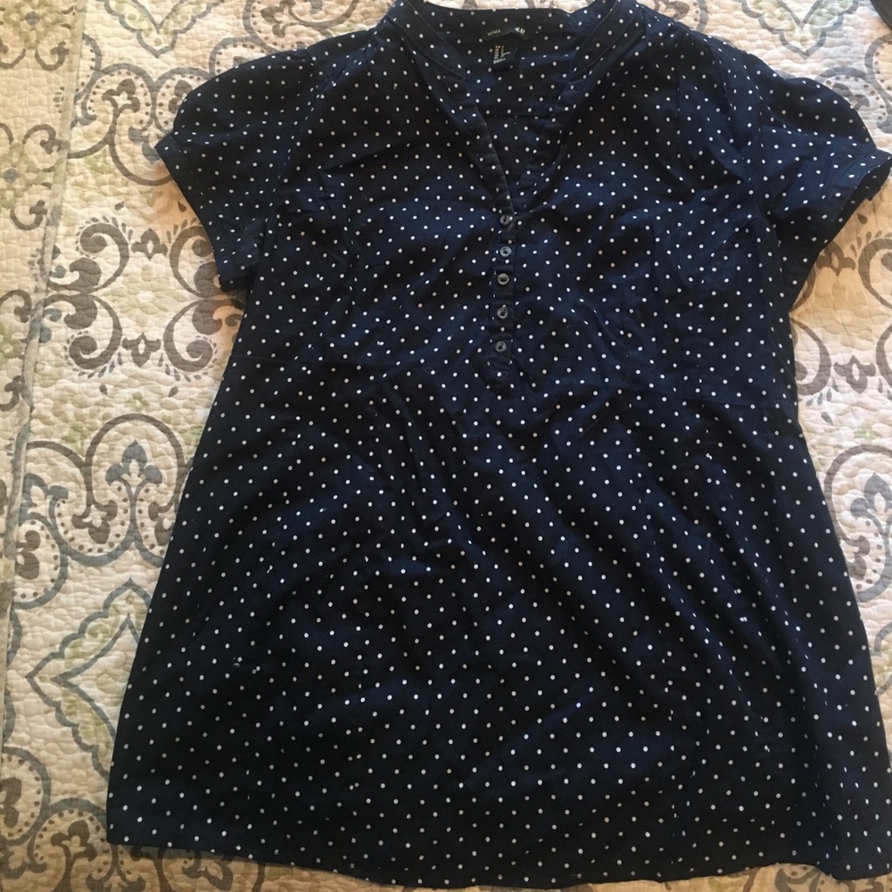 Blue with white polkadots blouse