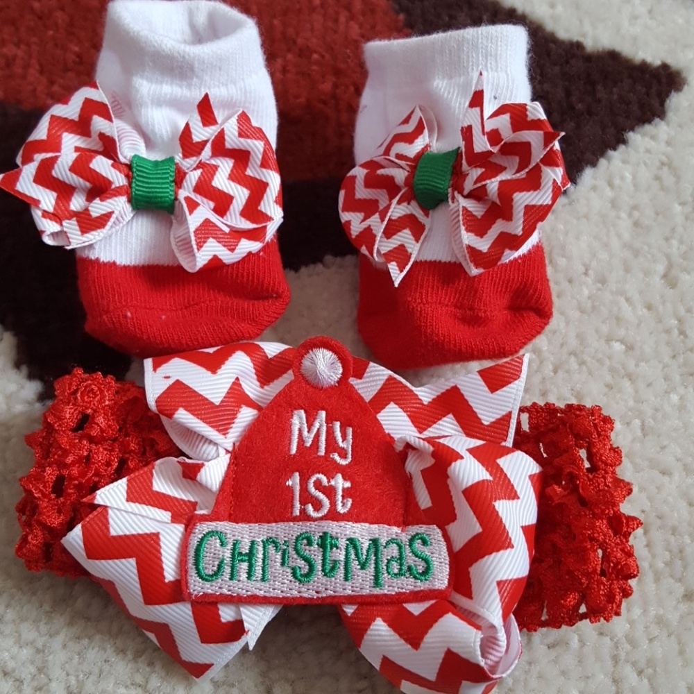 My first Christmas head band with matching socks